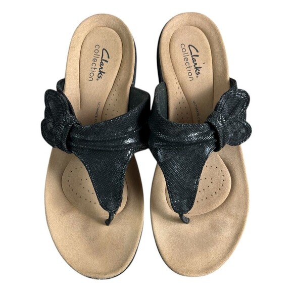 Clarks Laurieann Rae Women's Black Lightweight Thong Comfort Sandals  Size 8.5 - Picture 2 of 14